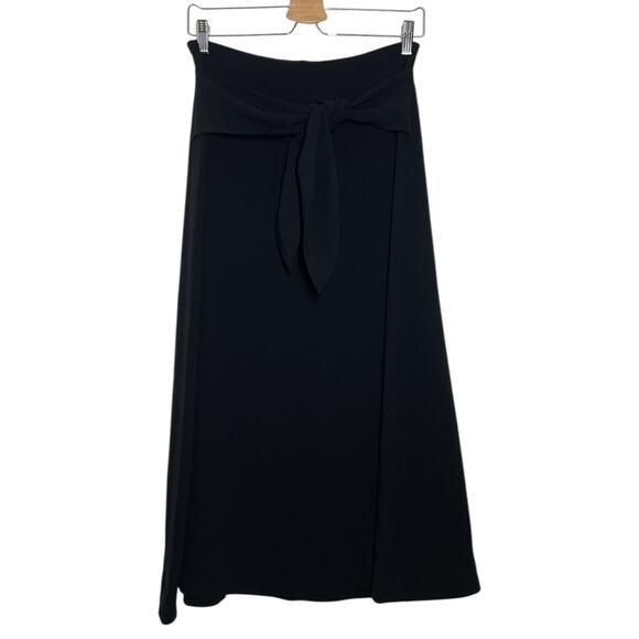 Jenni Kayne Black Crepe Tie Waist Minimalist Midi Skirt Medium - Picture 1 of 9